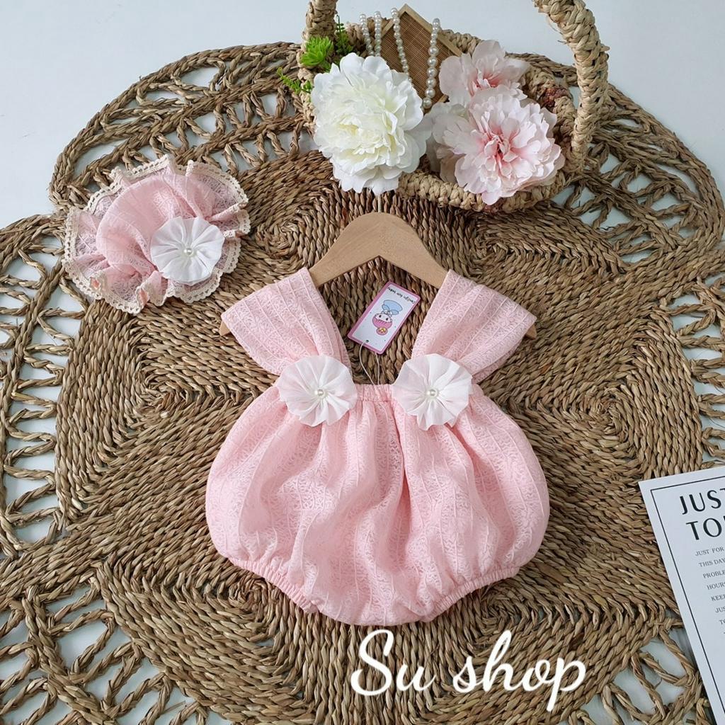 Body hồng bé gái dễ thương 🍓[𝐓𝐀̣̆𝐍𝐆 𝐊𝐄̀𝐌 Mũ 🍓 Su Shop- body thiết kế sinh nhật thôi nôi cho bé