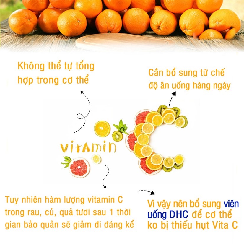 Vitamin C DHC Nhật Bản giúp sáng da mờ thâm tăng đề kháng thực phẩm chức năng 30 ngày