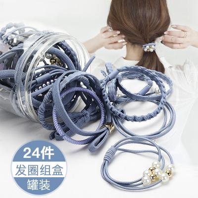 Bộ nhẫn tóc 24 hộp đặt dây cao su dây tóc