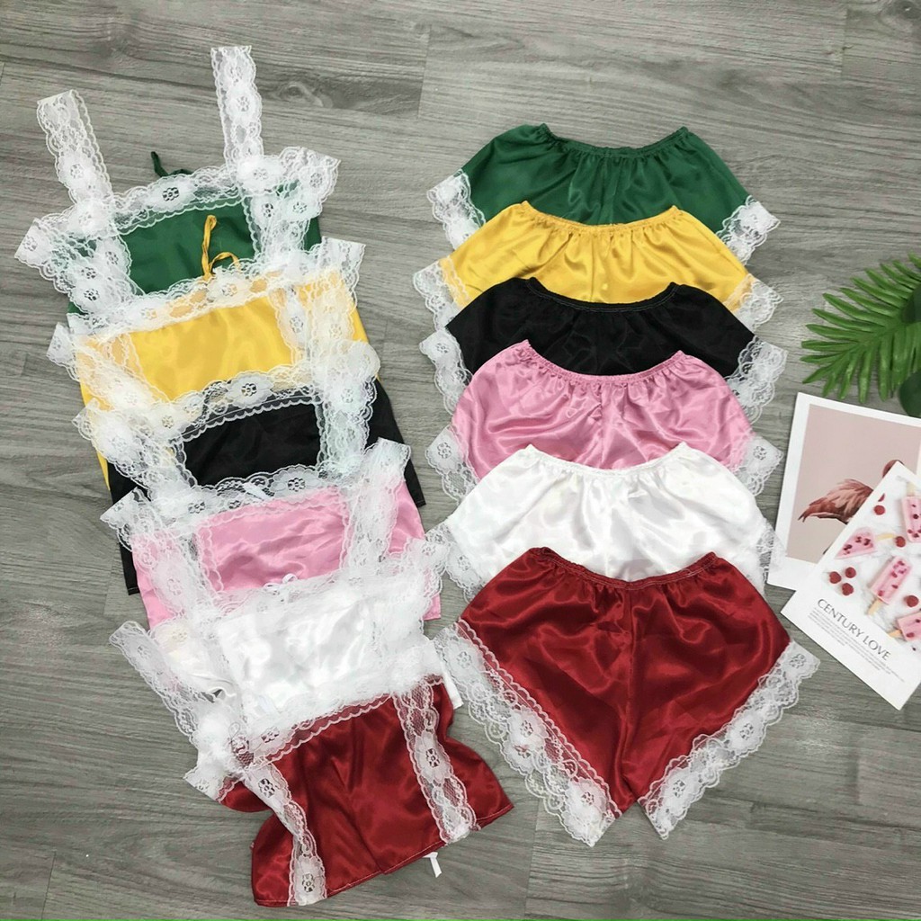 Set phi lụa ngủ đùi ren hình thật | BigBuy360 - bigbuy360.vn