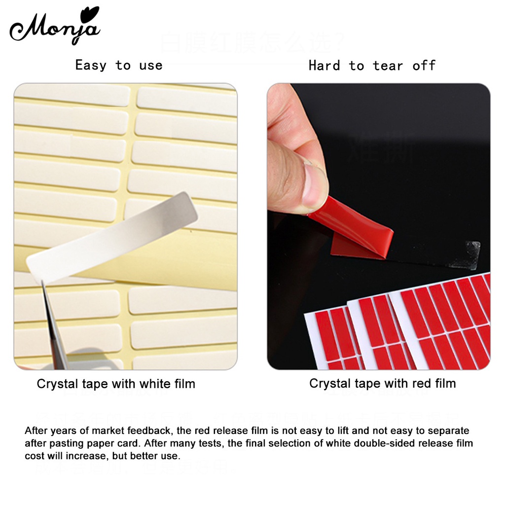 Monja Set 24 Băng Keo Hai Mặt Dính Đứng Dán Móng Tay Giả Trưng Bày