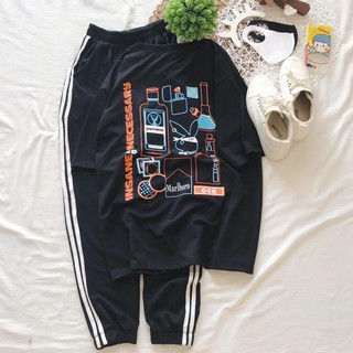 Set áo tay lở Insane + quần 2 sọc unisex