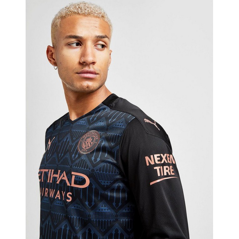 Áo Bóng Đá Dài Tay Màu Đen Manchester City Away 2020 2021 20 / 21