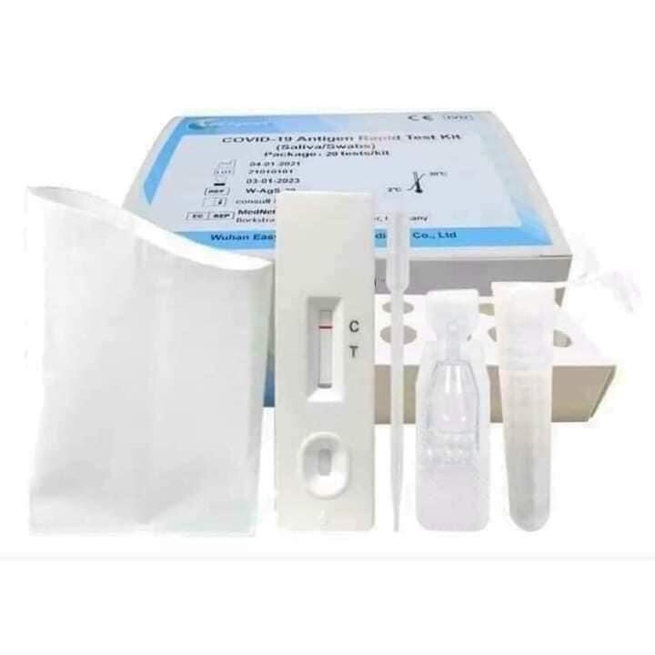 Hộp 5 que test nhanh covid 19 2trong 1 kit test mũi và nước bọt cho người lớn, em bé chính hãng, chính xác công nghệ Đức