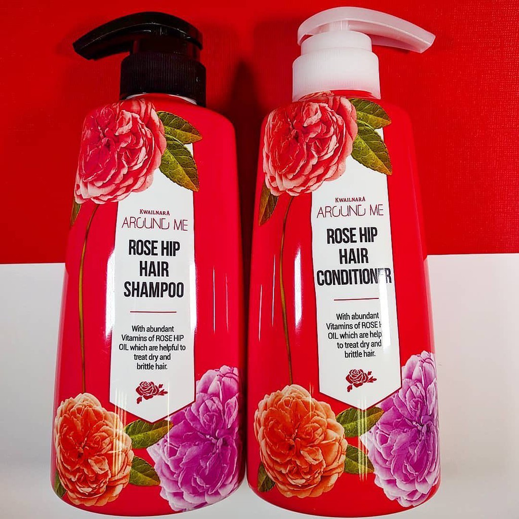 Combo Dầu Gội Và Dầu Xả Thảo Mộc Mềm Mượt Tóc Around Me Rose Hip Perfume Hair Shampoo Hương Hoa Hồng 500ml