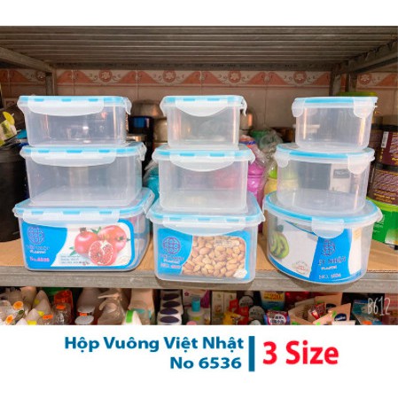 [ BAO GIÁ SHOPEE ] Hộp Đựng Thực Phẩm, Hộp Nhựa Vuông Bảo Quản Đồ Tươi Việt Nhật No 6537 - Để Tủ Lạnh Giữ Nhiệt Tiện Lợi