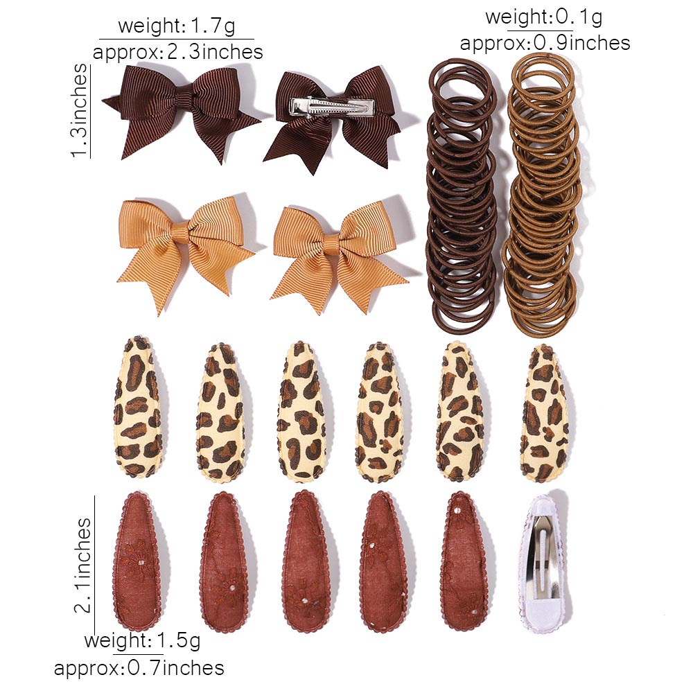 KIDSBOWS Set Kẹp Tóc Nơ Họa Tiết Da Báo Bằng Kim Loại Màu Trơn Thời Trang Kèm Hộp Đựng Cho Bé Gái