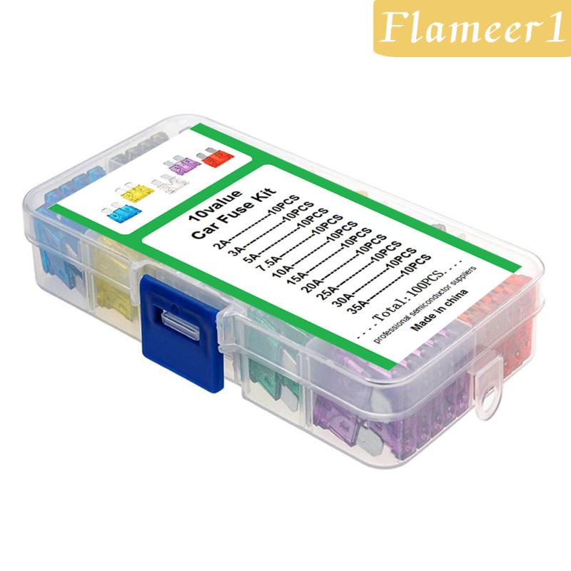 Set 100 Cầu Chì Lưỡi Chuẩn 2,3,5,7.5,10,15,20,25,30 35 AMP Cho Xe Hơi
