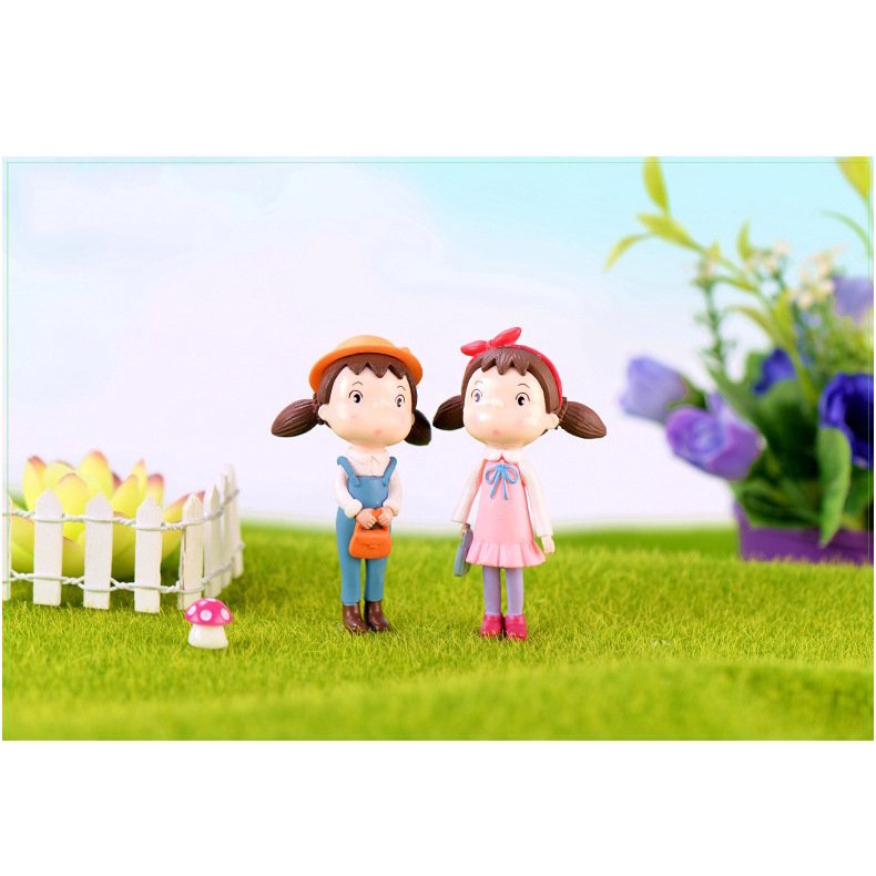 Tiểu cảnh mini  Cô bé Maruko làm phụ kiện trang trí terium, sen đá, xương rồng, làm mô hình trang trí