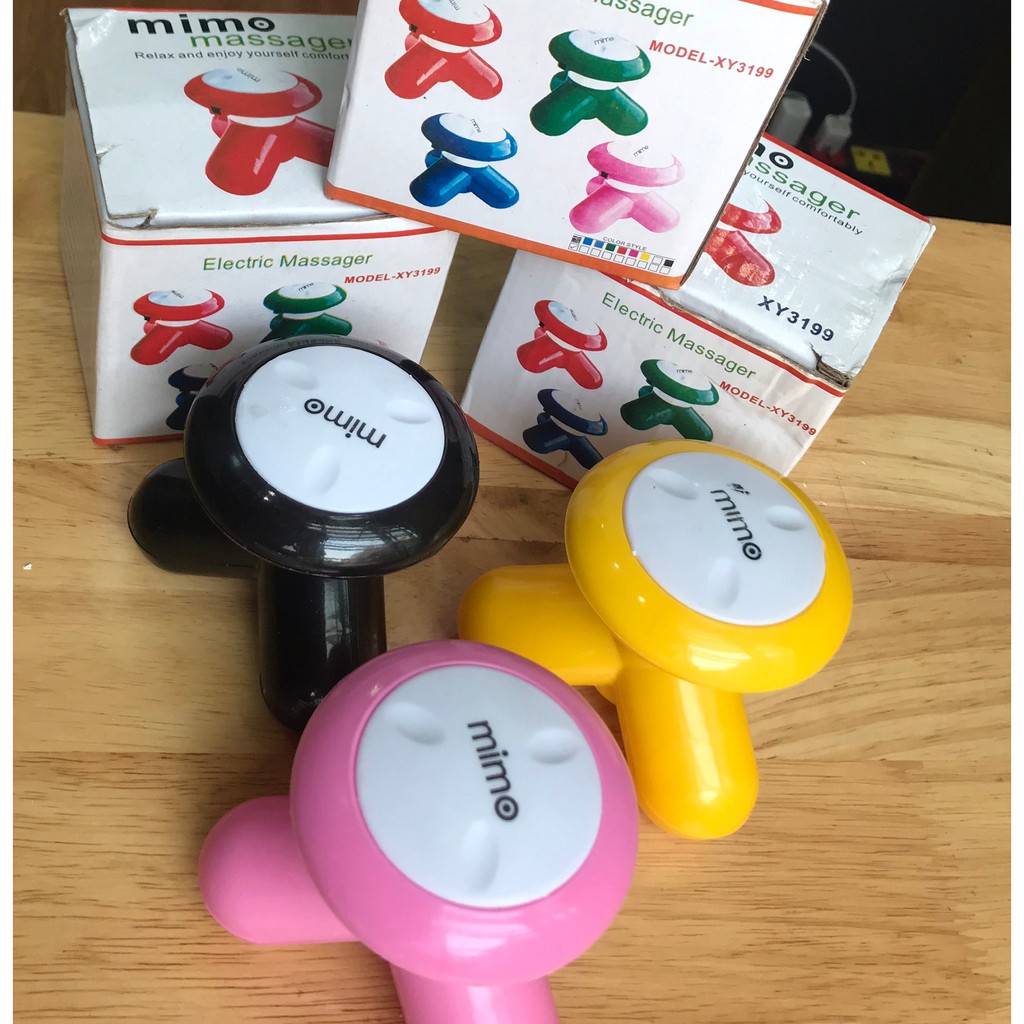 Máy massage cầm tay mini rung 3 chân MIMO XY-3199 dùng pin hoặc cáp sạc, máy mát xa toàn thân lưng cổ vai gáy tiện dụng