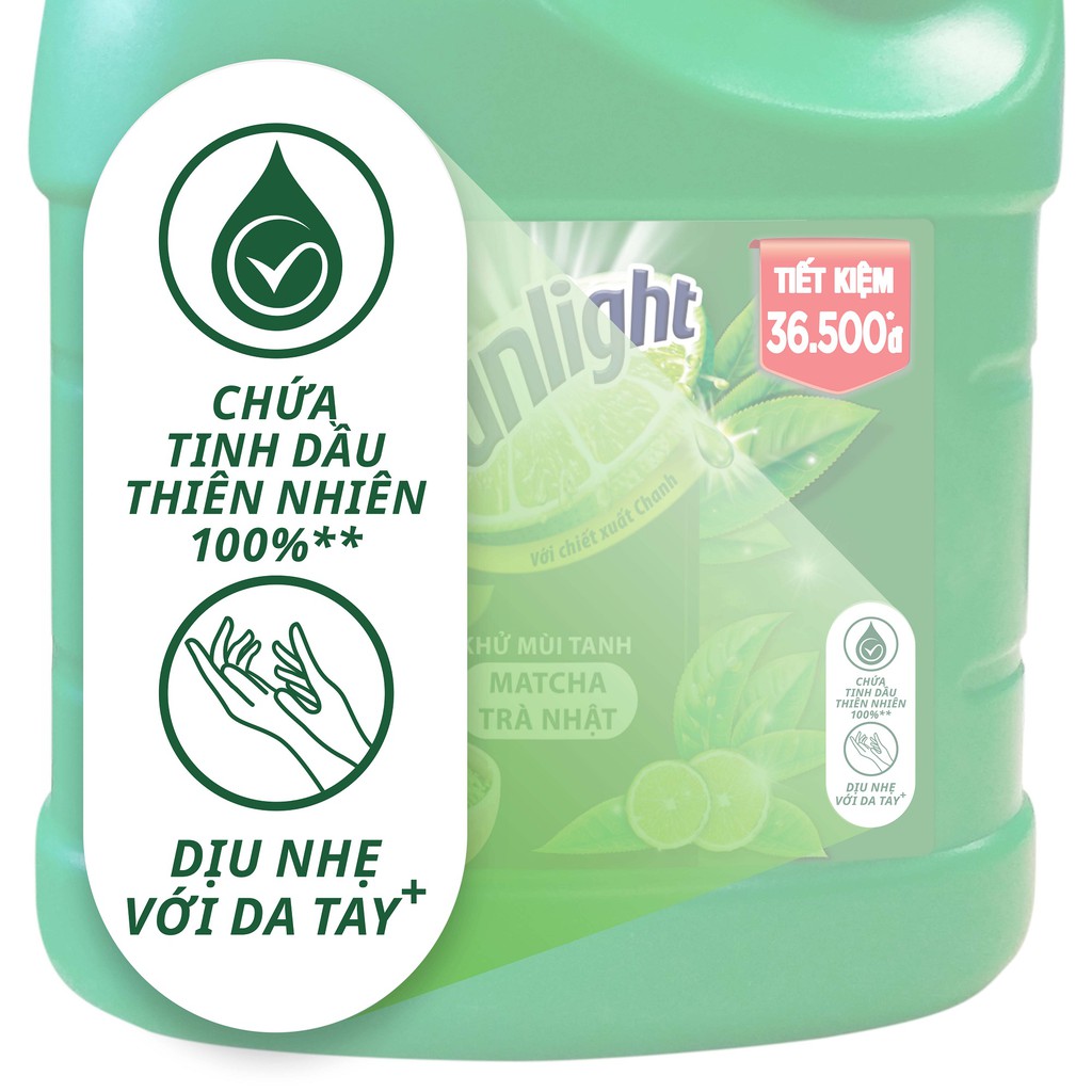 [ GIÁ SẬP SÀN ] Nước rửa chén Sunlight Matcha Trà Nhật chai 3.6kg (MỚI)