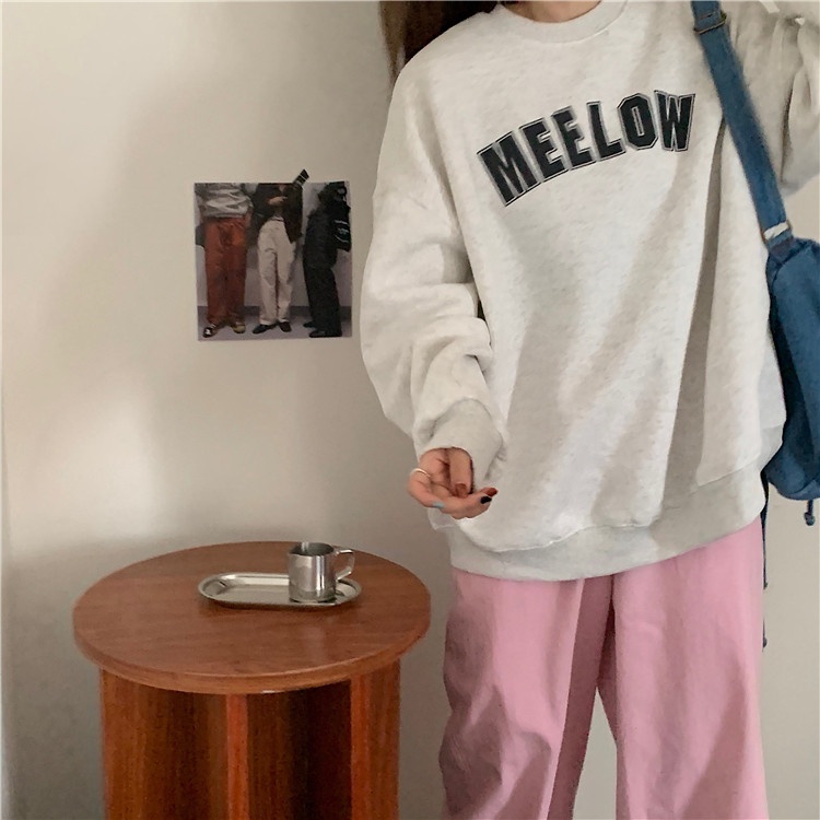 Áo sweater tay dài in chữ tiếng anh phong cách hàn quốc xinh xắn cho nữ