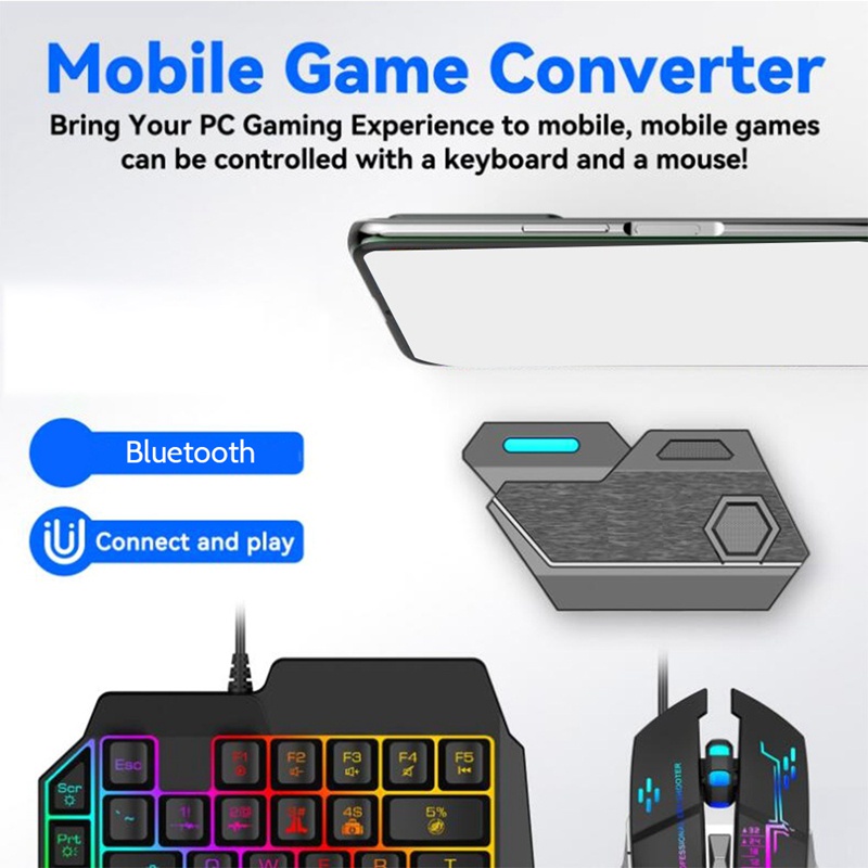 Bộ Bàn Phím + Chuột + Đầu Chuyển Đổi Kết Nối Bluetooth Hỗ Trợ Chơi Game PUBG Cho IOS Android SE