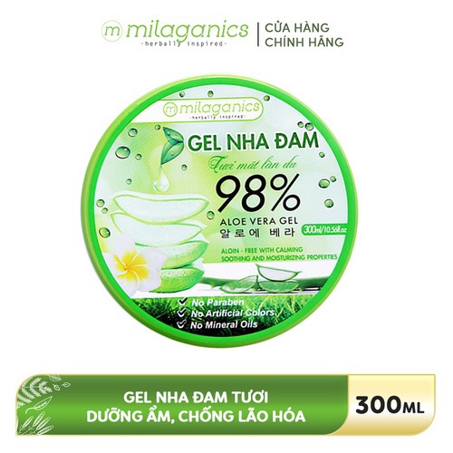 Combo 2 Gel nha đam tươi dưỡng ẩm, chống lão hóa MILAGANICS 300ml/hộp