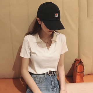 Áo thun polo tay ngắn chất liệu cotton thời trang mùa hè phong cách Nhật Bản cho nữ T180