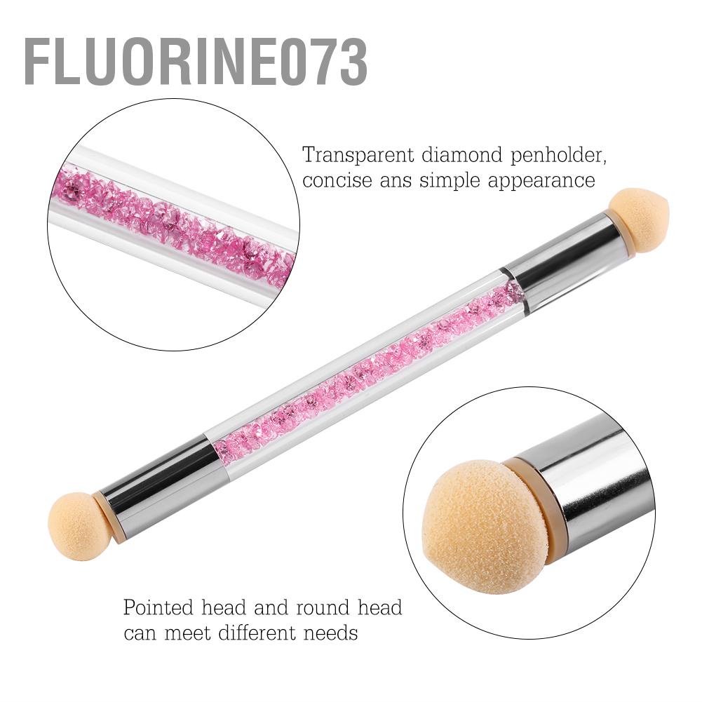 Fluorine073 6 Màu sắc hai đầu Long lanh Bột Chọn Chấm bút Cọ Bọt biển Đầu Công cụ vẽ móng