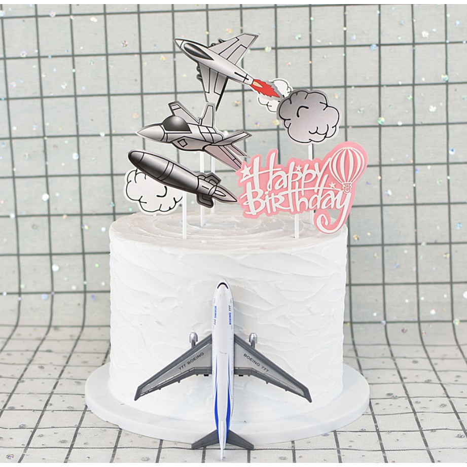 Set cắm giấy máy bay trang trí bánh sinh nhật, hình giấy máy bay