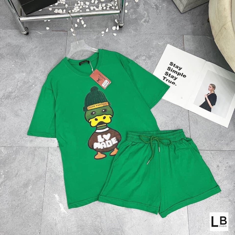 Set Bộ Đùi Pari Hình Chú Vịt Đội Mũ Siêu Hot Hit- Set Cộc Đùi Short Nữ Ulzzang