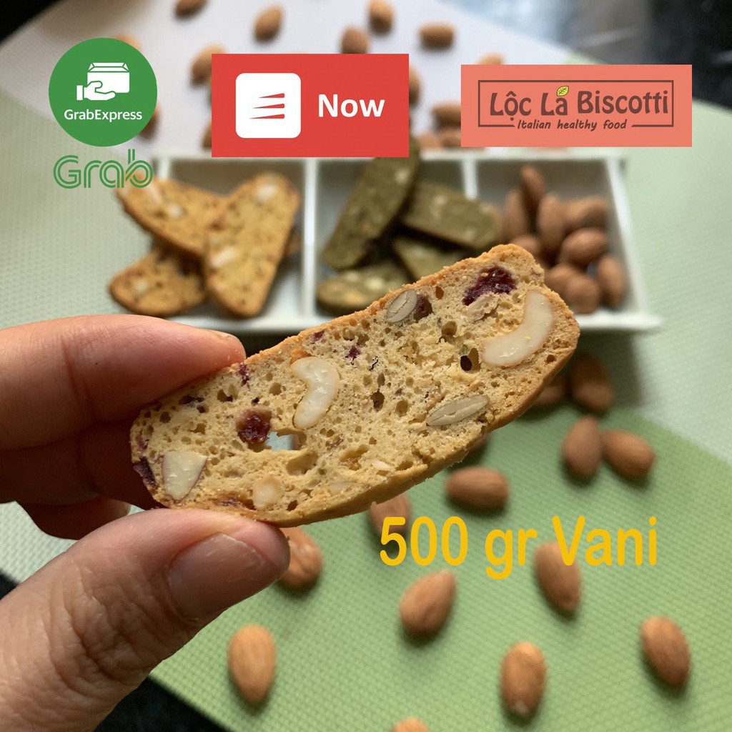 (Now - Grap Ship nhanh Hà Nội ) 500gr Vị Vani bánh Biscotti Healthy không đường dành cho người giảm cân, ăn kiêng...