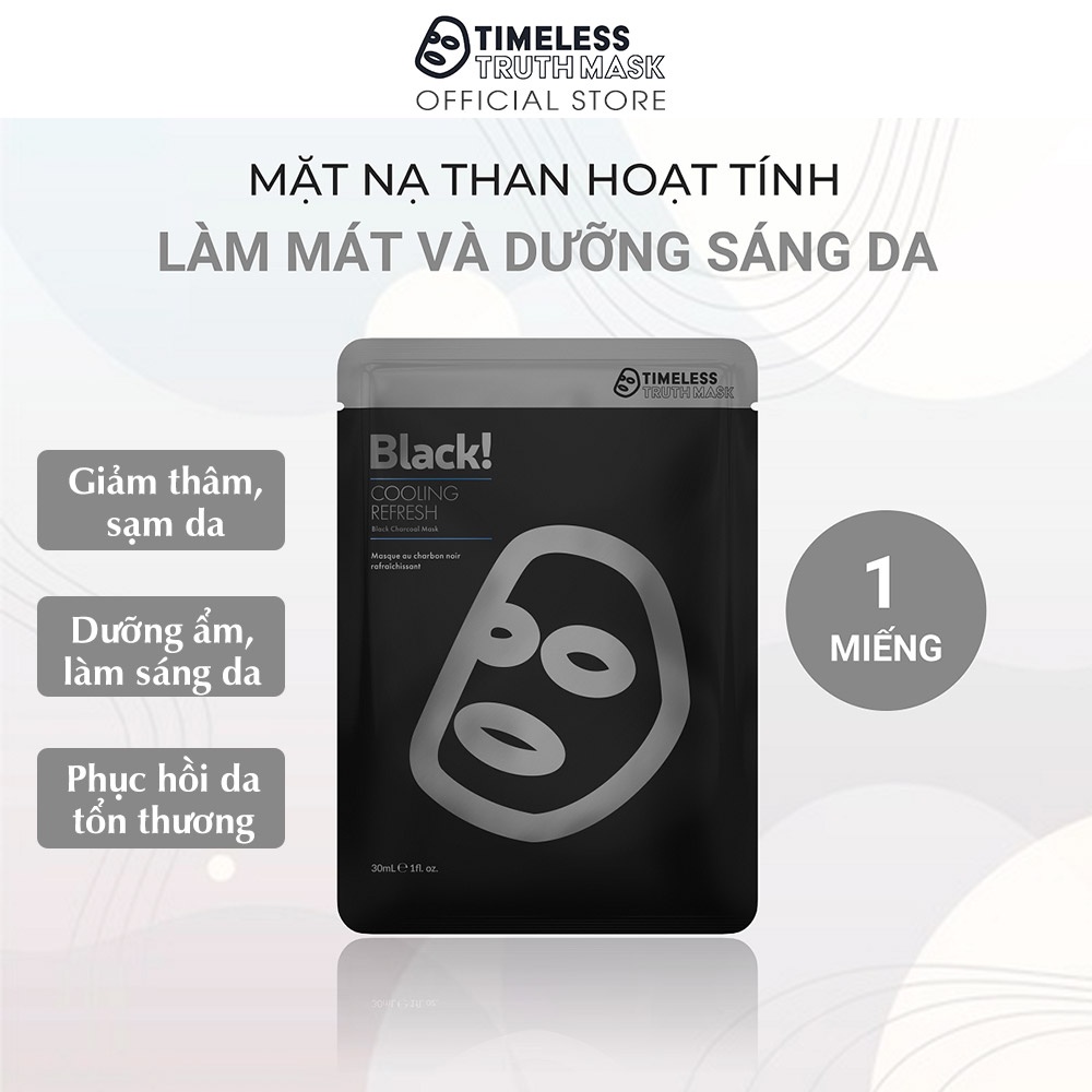 Mặt Nạ than hoạt tính làm mát và sáng da Timeless Truth Mask - Black Cooling (30ml/miếng)