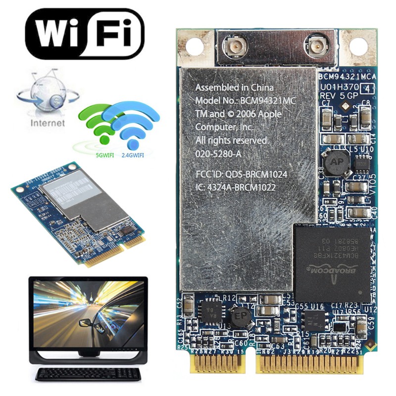 Card Wifi không dây PCI-E 2.4G + 5G 270m cho Apple Macbook bcm94321mc | BigBuy360 - bigbuy360.vn