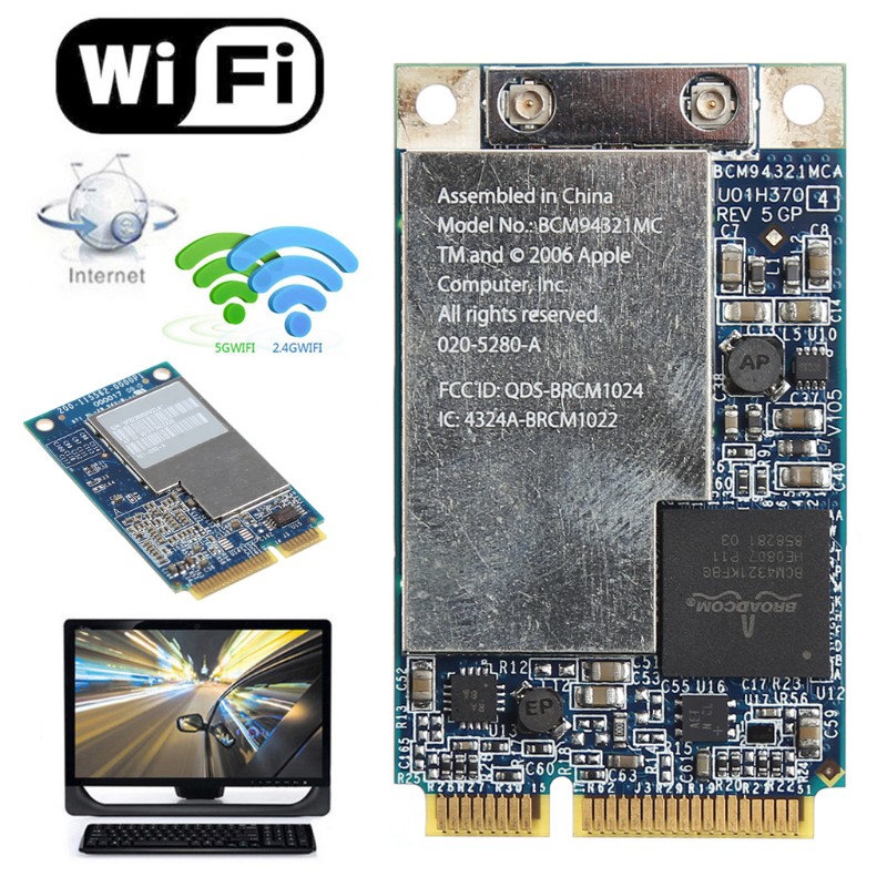 Card Wifi không dây PCI-E 2.4G + 5G 270m cho Apple Macbook bcm94321mc