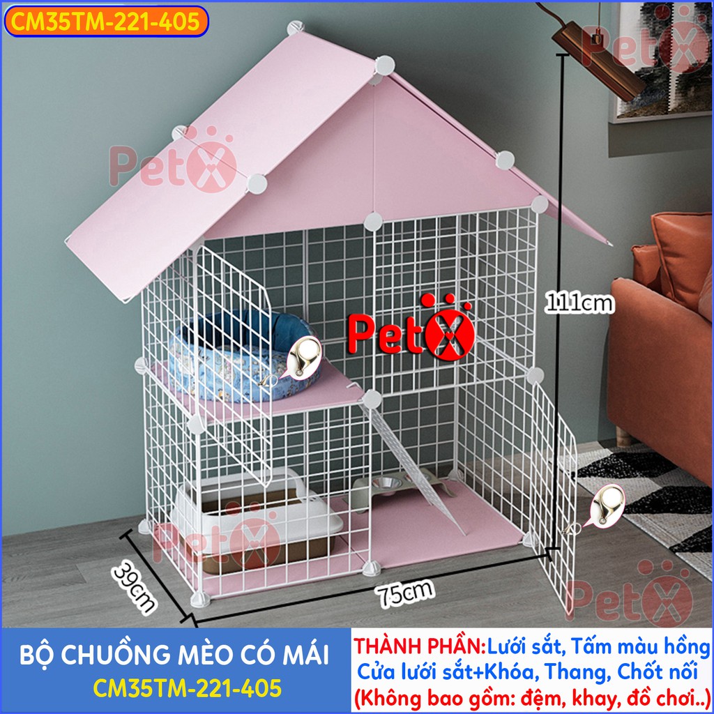 Chuồng mèo 2 tầng, 3 tầng giá rẻ đẹp PetX lắp ghép đa năng đơn giản với lưới sắt sơn tĩnh điện dành cho thỏ, sóc, bọ ú