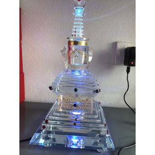 Tháp xá lợi Pha lê 25cm - Tháp Xá Lợi Cỡ Lớn đế 15x15cm