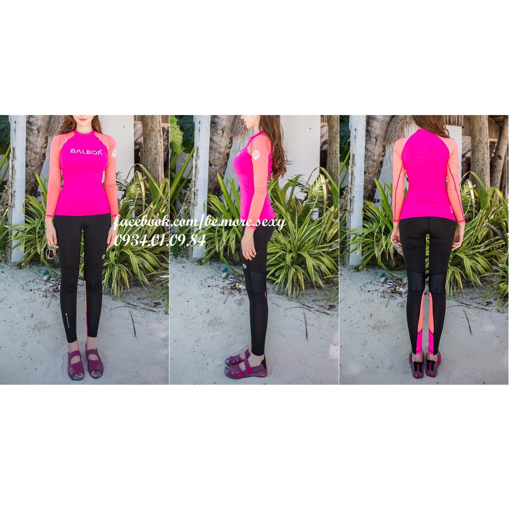 Đồ bơi dài tay Hàn Quốc quần dài hồng cam | BigBuy360 - bigbuy360.vn
