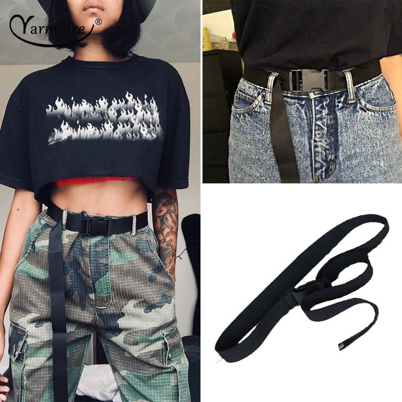 Thắt Lưng Vải Canvas Màu Trắng Đen Đỏ Thời Trang Cho Nữ