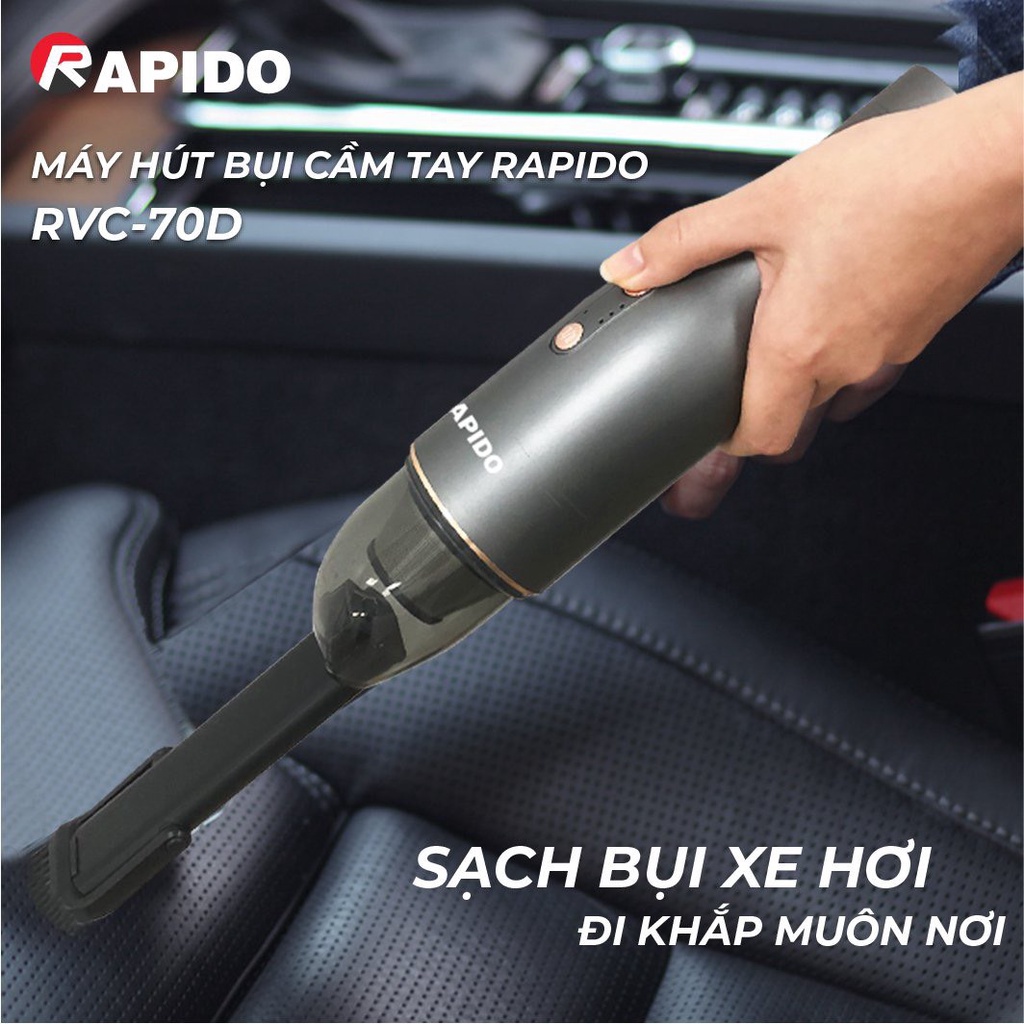 Máy hút bụi cầm tay Ferroli / Rapido lực hút 15000Pa và Máy hút bụi SẠC PIN Rapido RVC-70P lục hút 5500Pa