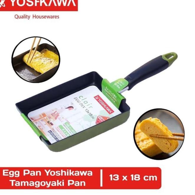 Chảo Chiên Trứng Yoshikawa Hijau Cl1318 13x18 Teflon Omelet Box Tamagoyaki 7sy