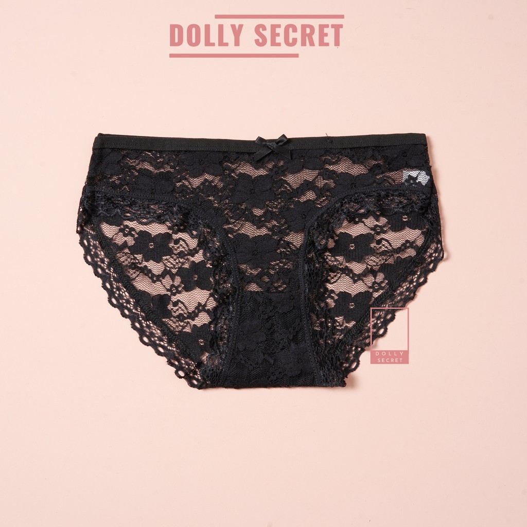 Hộp 4 quần lót nữ nơ ren gợi cảm cao cấp buộc dây mềm mại xuyên thấu EVA DOLLY SECRET QL030