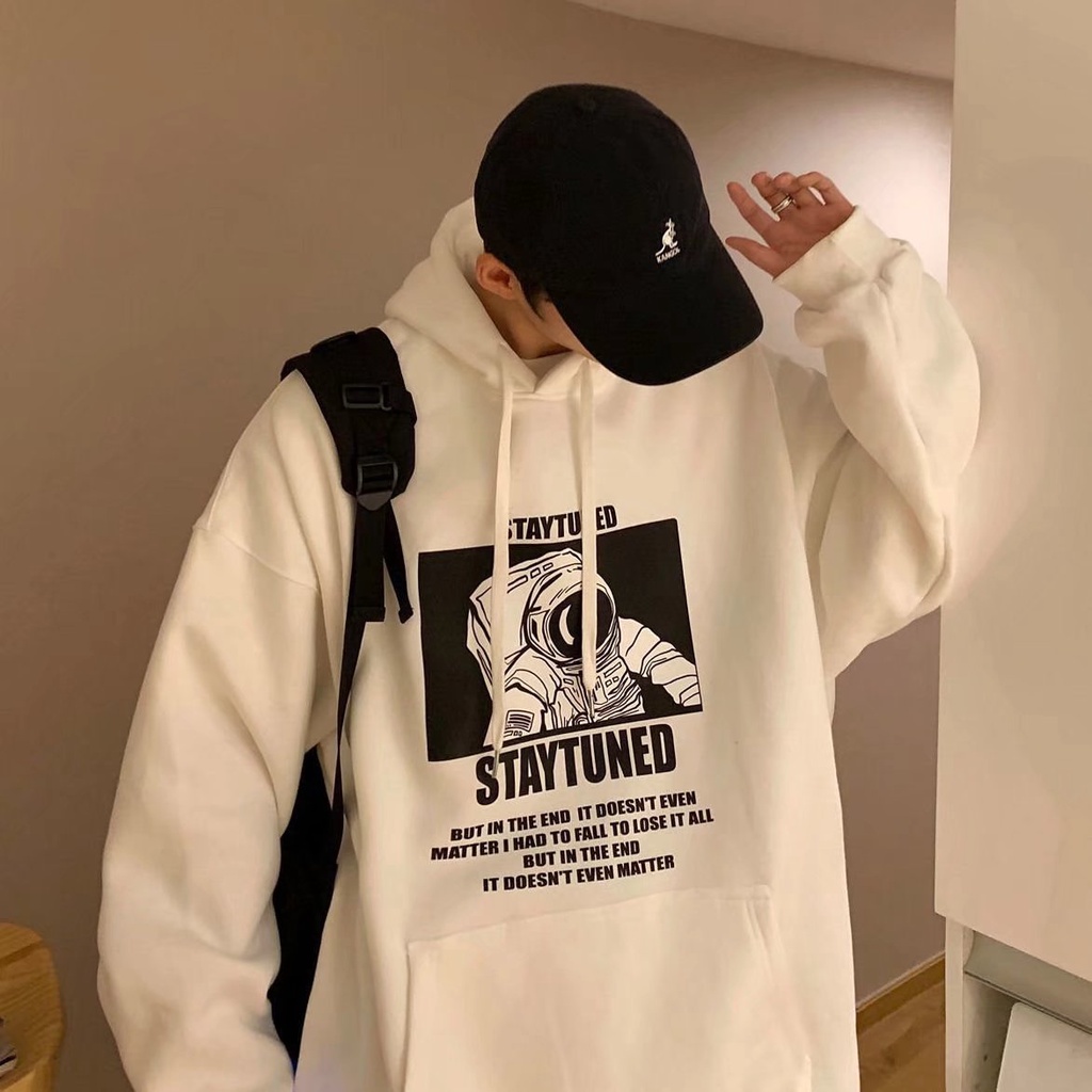 Áo khoác hoodie tay dài dáng rộng thời trang mùa thu cho nam giới