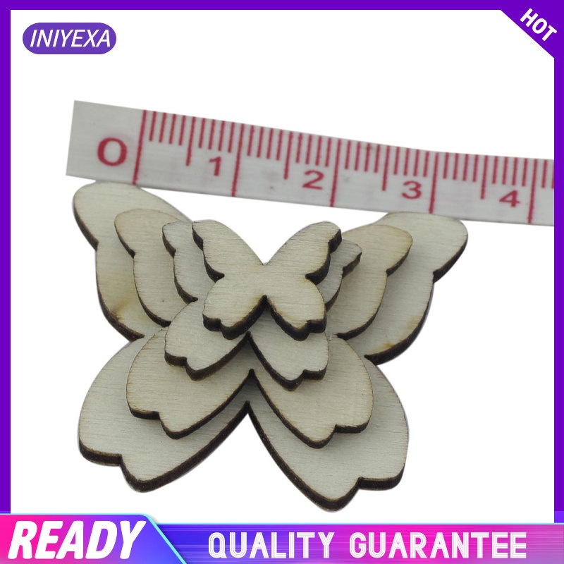 Pack of 50 Mixed Size Natural Wood Butterflies Plain Shabby Chic Embellishments Craft Scrapbook