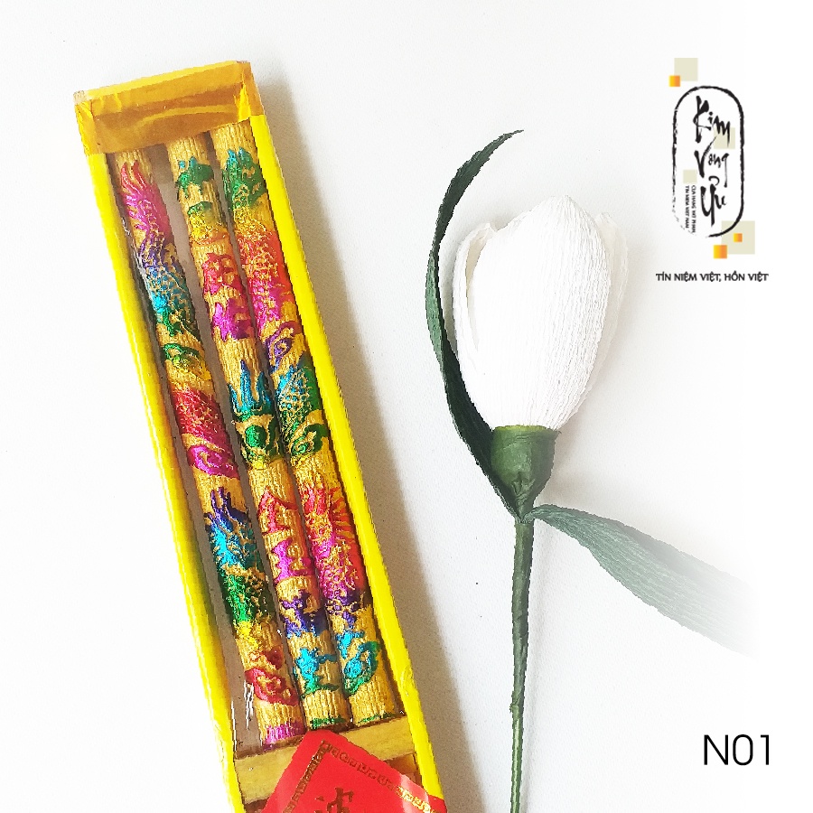 Nhang vàng chạm Rồng 7 Màu - 3 cây - 3 tấc N01  Kim Vong Ưu