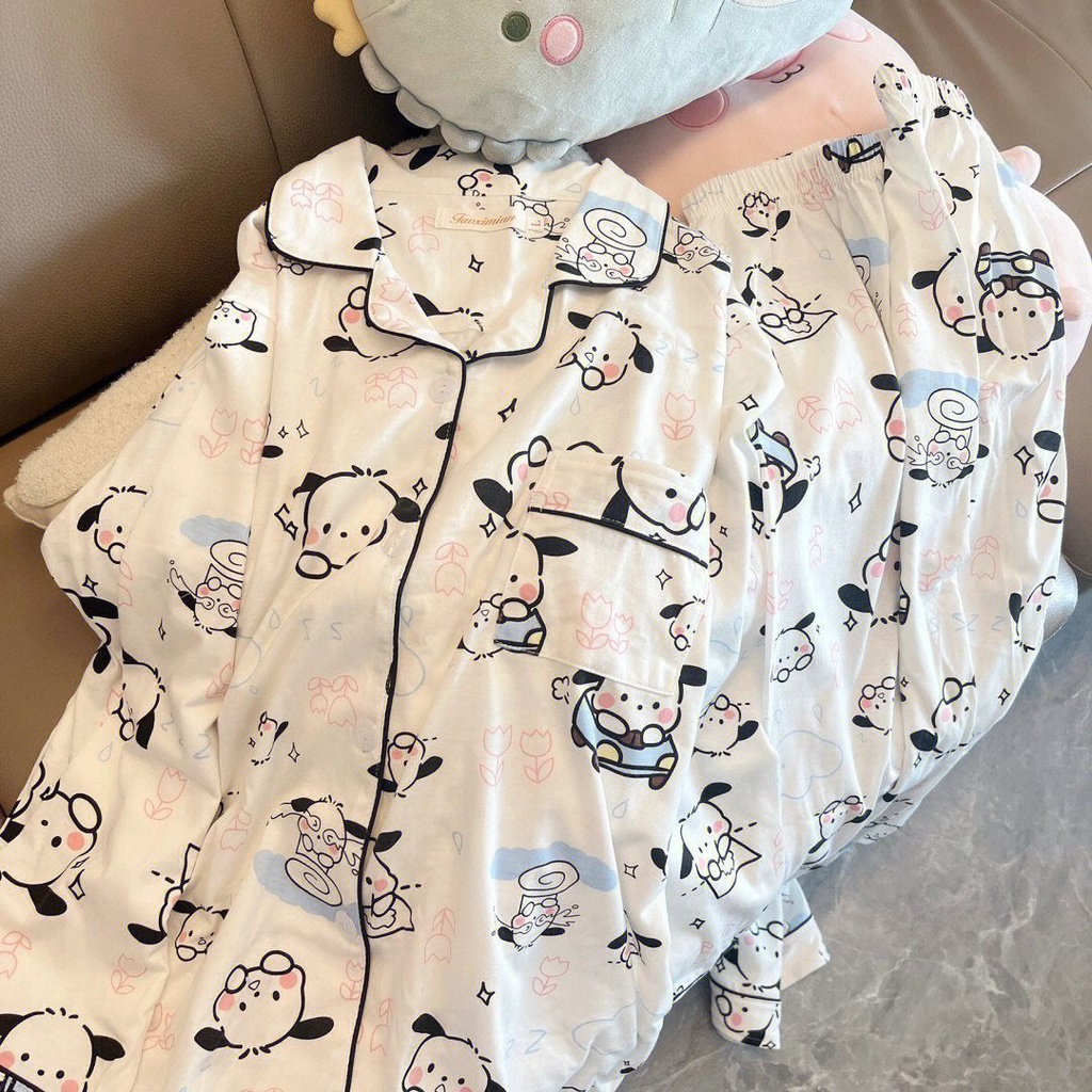 Ins Japanese cartoon cute Pacha dog pajamas spring and autumn long-sleeved trousers student winter home suit