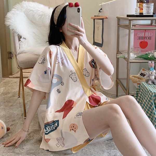 Bộ đồ bầu Ngủ Chất Thun Sữa kiểu dáng KIMONO mặc nhà chất mềm mát cho mẹ bầu BĐ858