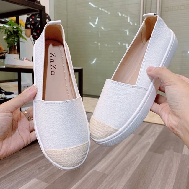 [Kèm ảnh thật] BÁN SỈ GIÀY NỮ I GIÀY SLIP ON DA SẦN MŨI BỌC CÓI ZAZA SIÊU HOT HIT