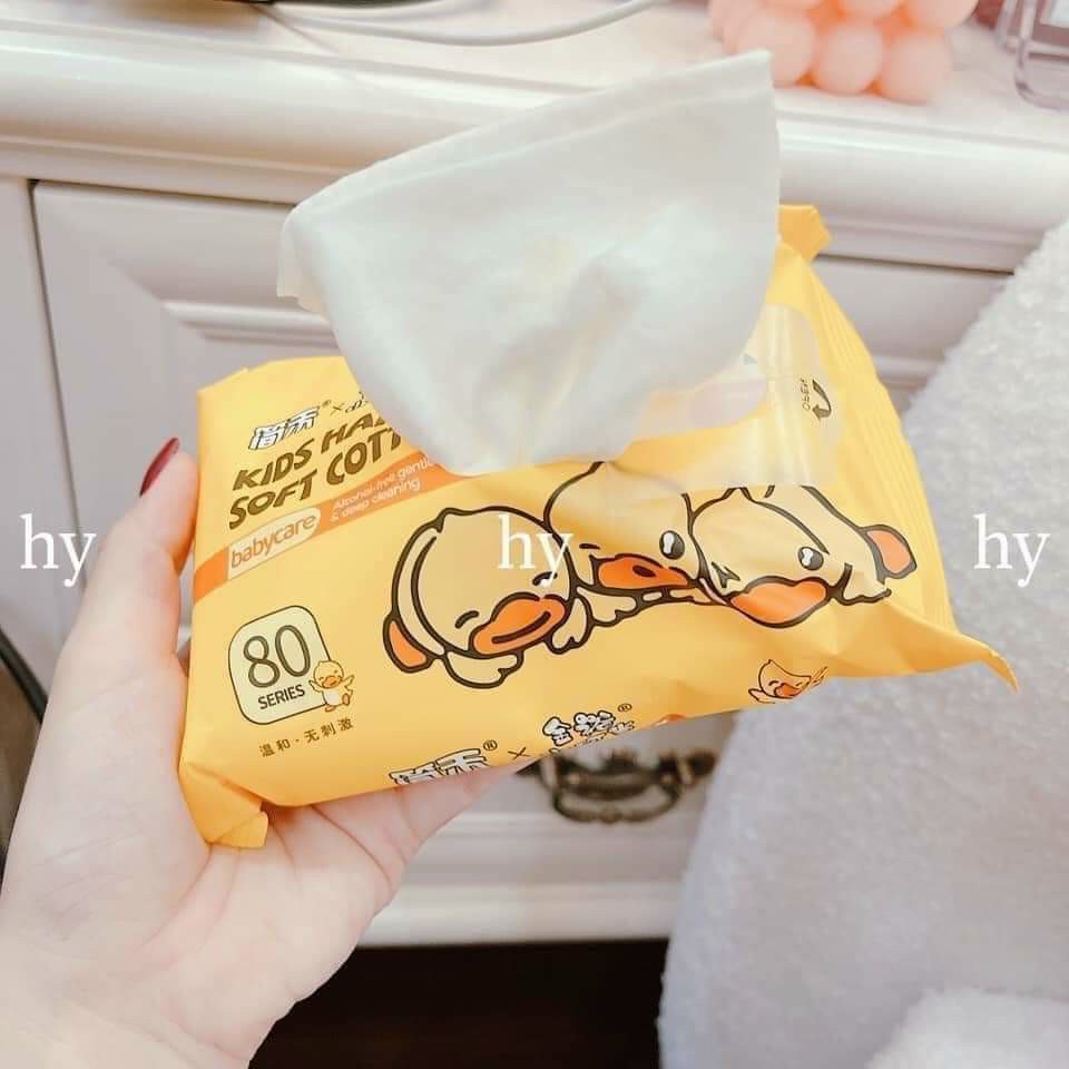 Thùng 10 gói giấy ướt vịt vàng chính hãng không mùi kháng khuẩn 80 khăn/ 1 bịch