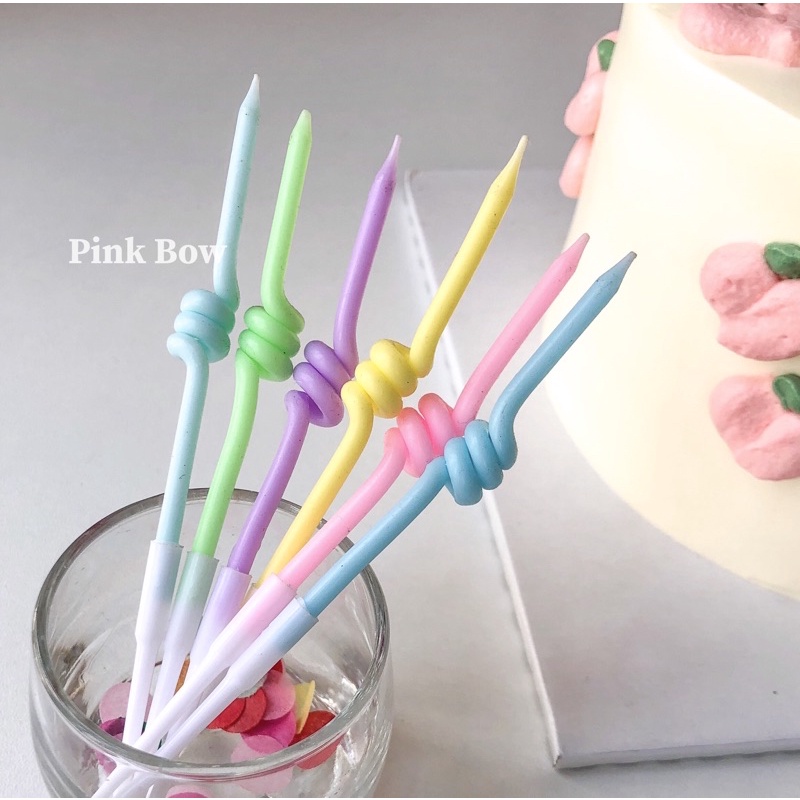 Nến lò xo sinh nhật phong cách Hàn Quốc màu pastel set 6c