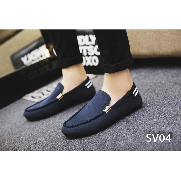 Giày Lười Nam Cao Cấp Phong Cách Hàn Quốc Phong Cách - Màu Xanh Navy SV04 | WebRaoVat - webraovat.net.vn