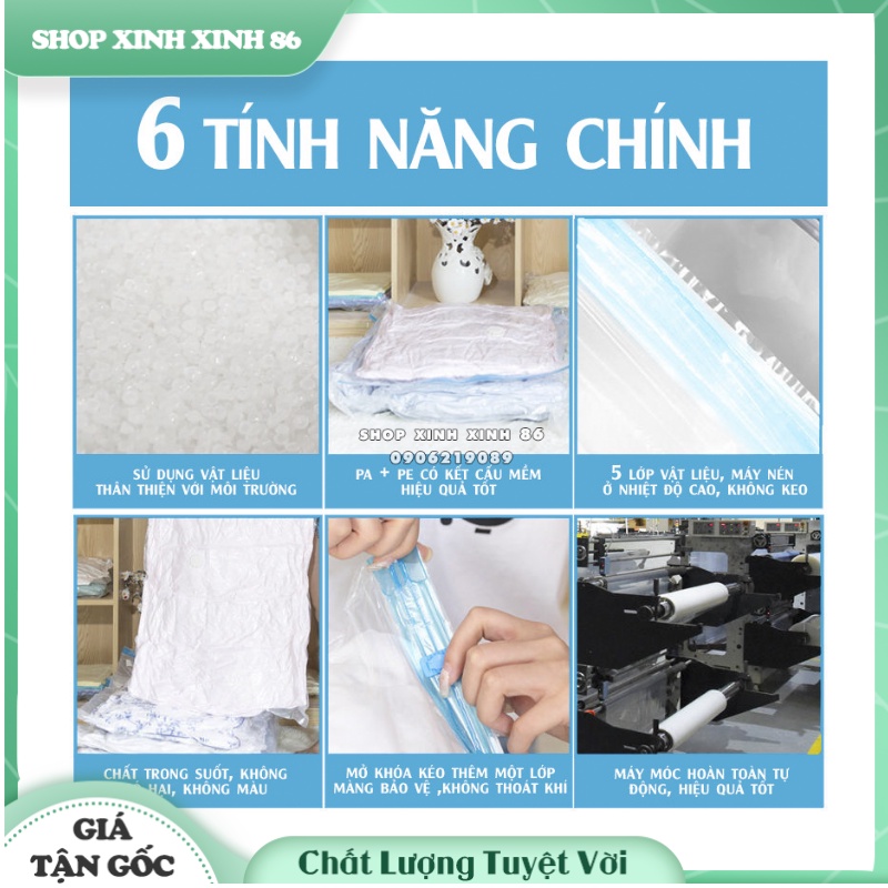 Túi Hút Chân Không Đựng Quần Áo Trong Suốt Siêu Tiện Lợi