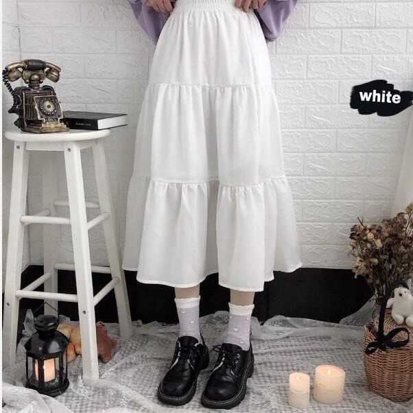 Chân váy Ulzzang 2 lớp 3 tầng dáng dài xòe nữ đen trắng, chân váy hàn quốc | BigBuy360 - bigbuy360.vn