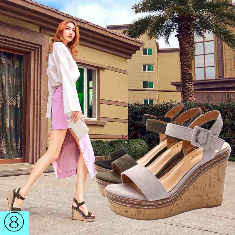 Giày sandal đế xuồng chống nước size nhỏ thời trang mùa hè phong cách Âu Mỹ 2022 cho nữ