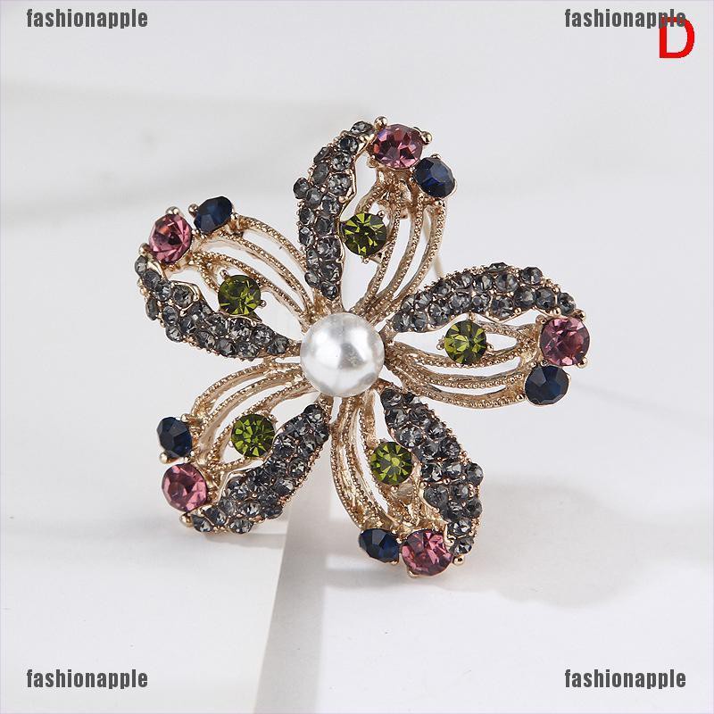 Ghim Cài Áo Hình Vòng Hoa Đính Đá Nhiều Màu Thời Trang