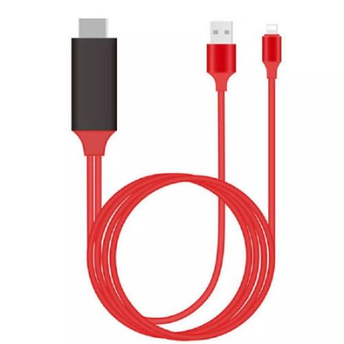 Cáp MHL Lightning to HDMI cho iPhone iPad (màu đỏ) Kết nối iPhone; iPad tới TiVi LCD; Led; Máy chiếu...