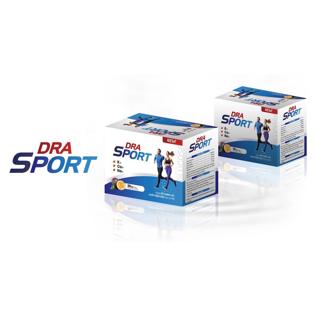 Oresol cam chanh leo Dra Sport bù nước điện giải cho cơ thể mất nước đi ngoài chơi thể thao hộp 20 gói