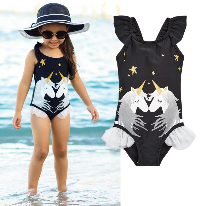 Bộ Đồ Bơi Một Mảnh In Họa Tiết Kỳ Lân Dễ Thương Cho Bé Gái Từ 1-5 Tuổi