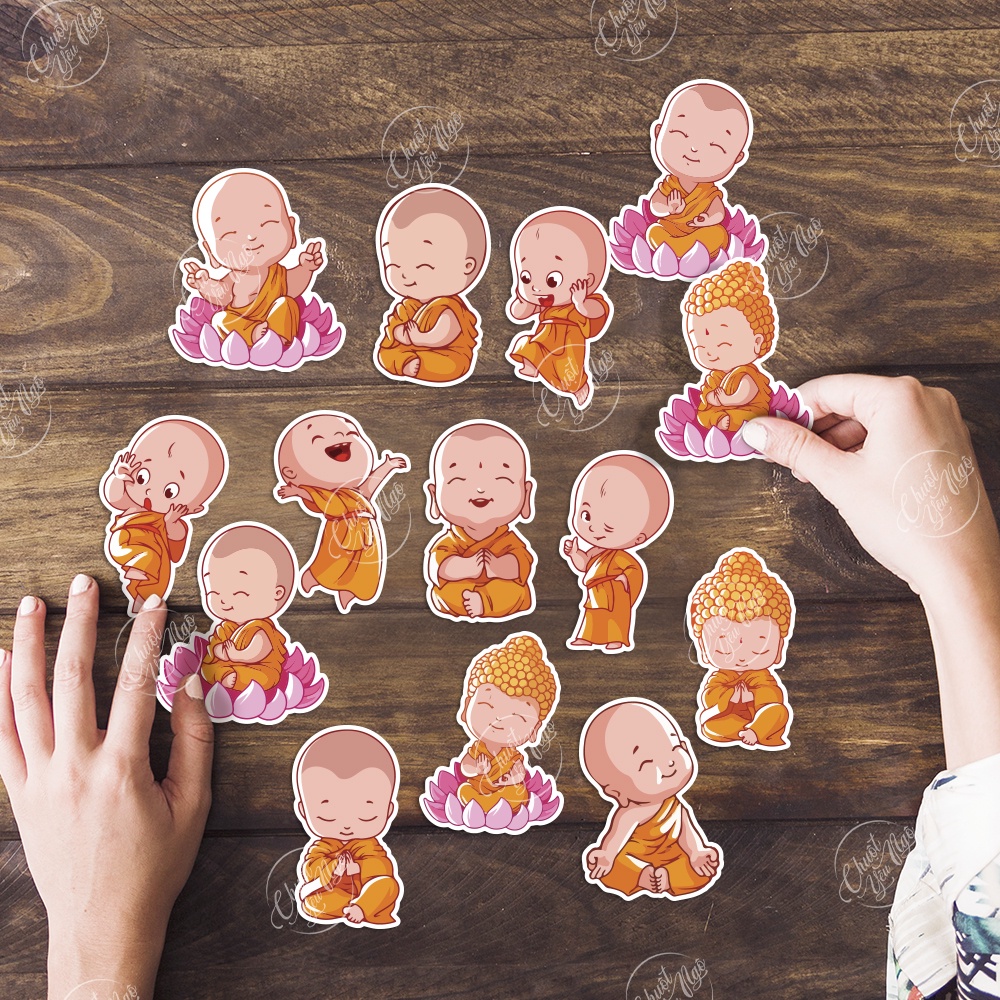 Bộ sticker 15 CHÚ TIỂU dễ thương hình dán trang trí điện thoại laptop nón bảo hiểm chất liệu chống thấm nước